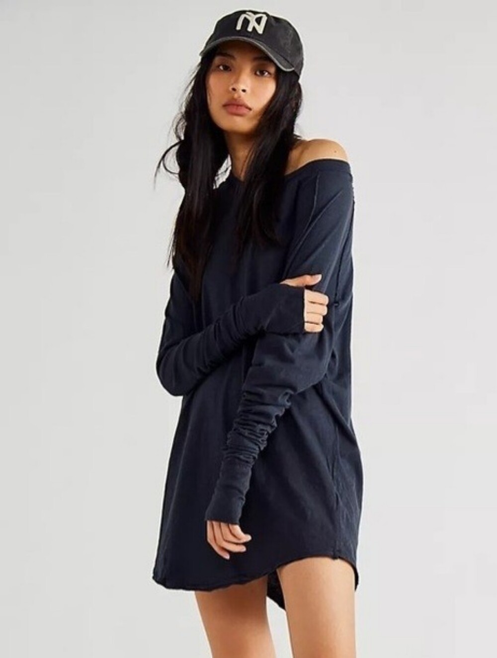 Free People We The Free Revolve Arden Black Oversized Long Sleeve Tee